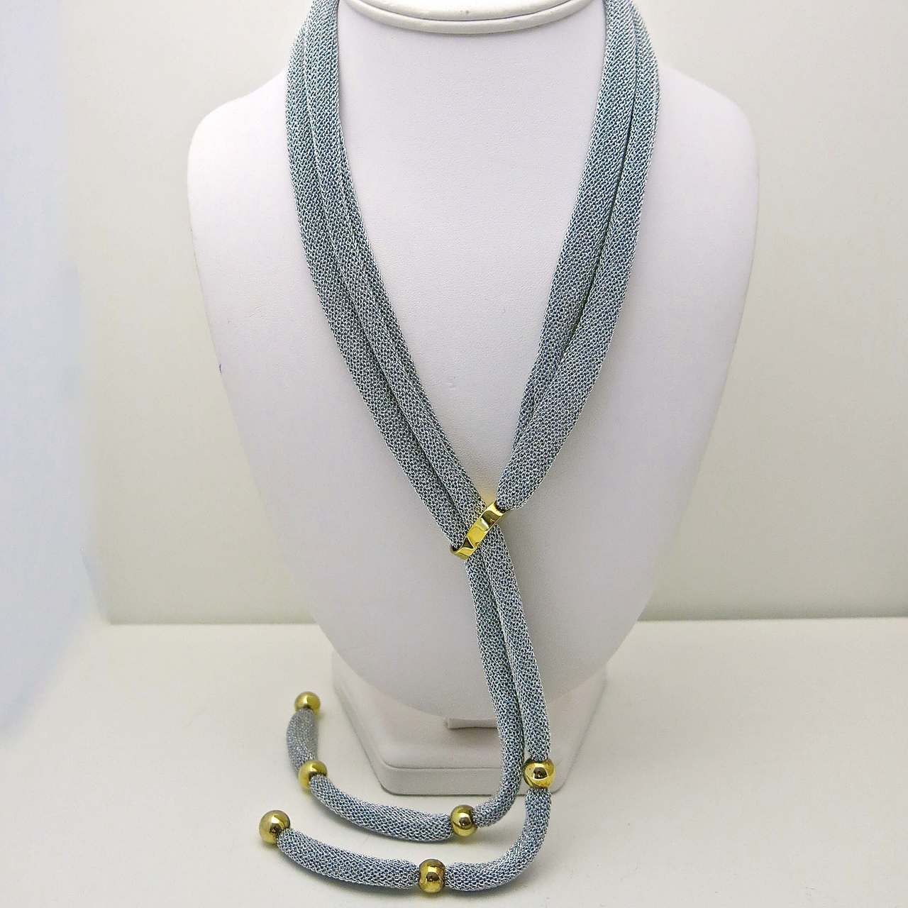 ネックレス・ペンダント Inspired Gold Silver Mesh Necklace Adami & Martucci Silver Mesh Tie Necklace