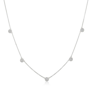 Crislu Pave Circles Chain Necklace in Platinum