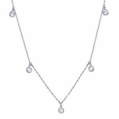 Crislu Bezel Set Drops Chain Necklace, Platinum | Best Jewelry Accents