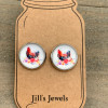 Watercolor Chicken Stud Earrings / Jill's Jewels
