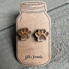 Wooden Dog Paw Stud Earrings / Jill's Jewels
