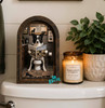 Border Collie Dog on Toilet Framed | Bathroom Art