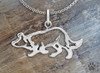 Border Collie Crouch Pendant /Sterling Silver 1"x 2"