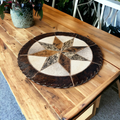 Round Cowhide Placemat /16" Star