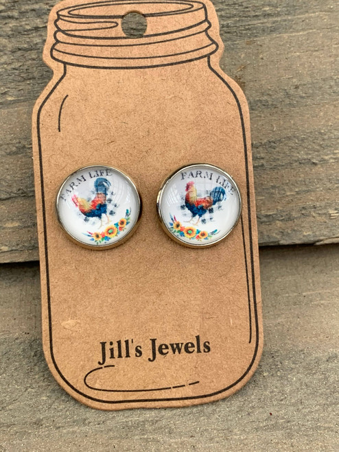 Farm Life Chicken Stud Earrings / Jill's Jewels