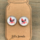 Watercolor Chicken Stud Earrings / Jill's Jewels