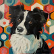 Mid-Century Modern Border Collie 8"x8" Art Print