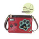 Mini Crossbody - Teal Pawprint /Burgundy/ Chala