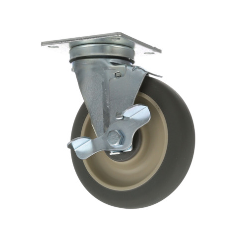 3 1/2 in x 3 1/2 in Swivel Plate Caster w/ 5 in Wheel and Brake