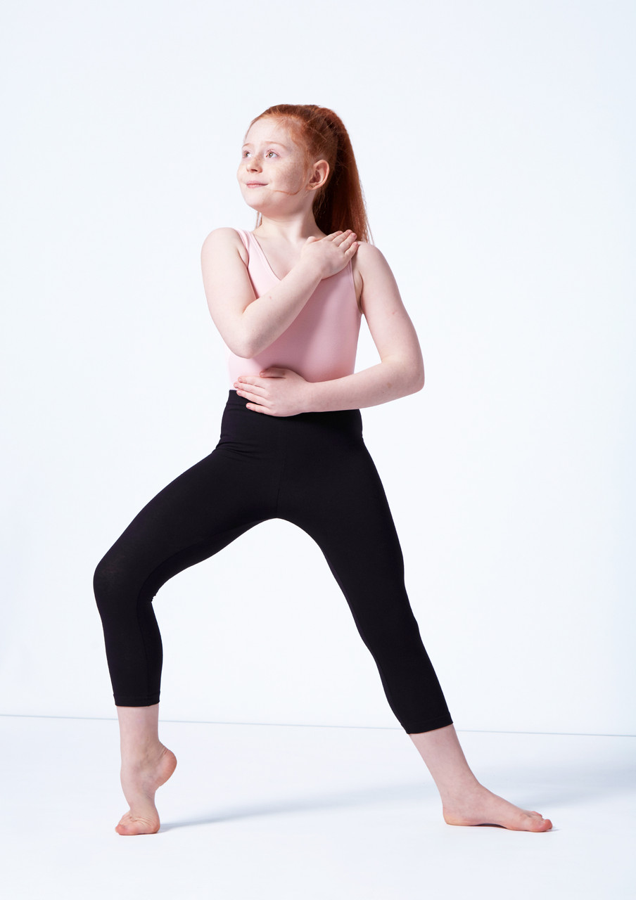 Girls' Black Dance Leggings with Pink Logo