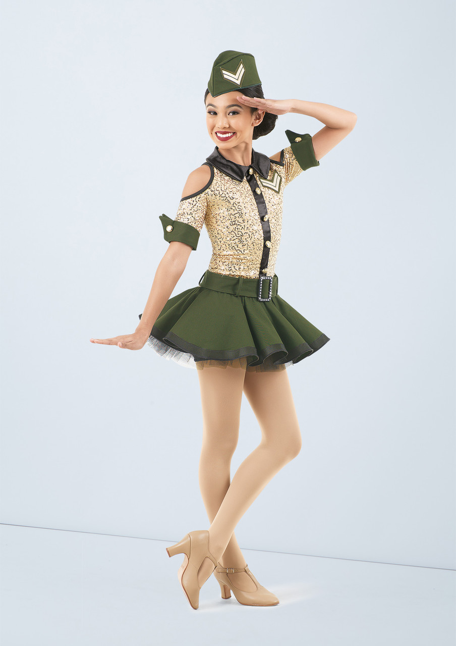 army green dance costume