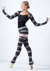 Move Dance Orchid Striped Knit Dance Shrug Grey Front 2 [Grey]