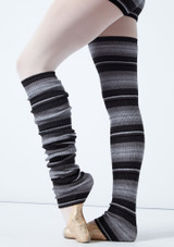 Move Dance Rosy Striped Knit Legwarmers Grey Main 2 [Grey]