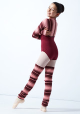 Move Dance Teen Sweet Striped Knit Dance Shrug Pink Back [Pink]