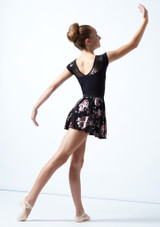 Move Dance Teen Louise Floral Sheer Mesh Pull On Skirt Black Back [Black]