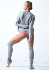 Move Dance Madeline Knit V Neck Jumper Grey Back [Grey]