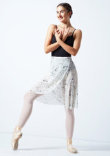 Move Dance Floral Long Wrap Dance Skirt - Ivory Cream Front 2 [White]