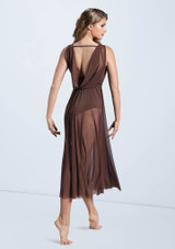 Weissman Double Cowl Mesh Maxi Dress Chocolate [Brown]