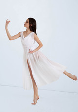 Weissman Double Cowl Mesh Maxi Dress White [White]