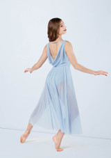 Weissman Double Cowl Mesh Maxi Dress [Blue]