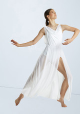 Weissman Double Cowl Mesh Maxi Dress White 7981 2 [White]