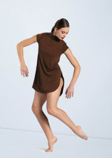 Weissman Mock Neck Tee Dress Chocolate [Brown]