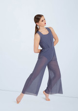 Weissman Cowl Drape Power Mesh Jumpsuit [Blue]