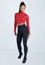 Weissman Long Sleeve Sequin Top Red [Red]