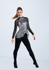 Weissman Ultra Sparkle Peplum Top Silver [Silver]