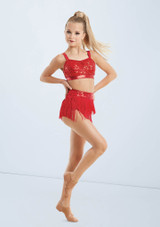 Weissman Sequin Performance Bra Top Red [Red]