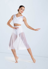 Weissman Mesh Cowl Neck Crop Top White [White]