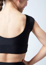 Move Dance Teen Amelia Cap Sleeve Crop Top Black Close up back [Black]