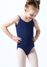 Capezio Girls Tactel Pinch Front Leotard Navy Blue Front [Blue]