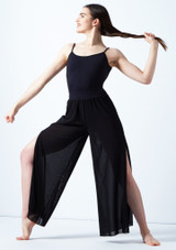 Mesh wide leg trouser Black Front 2 [Black]