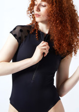 Move Dance Elena Zip Front Leotard Black Front 2 [Black]
