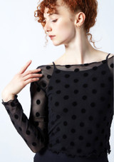 Move Dance Victoria Sheer Mesh Crop Top Black Close up front [Black]