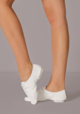 Alegra White Basic Split Sole Jazz Dance Shoes White Front 3 [White]