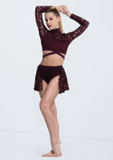 Weissman Sequin Lace Crossover Crop Top Blackcurrant [Purple]