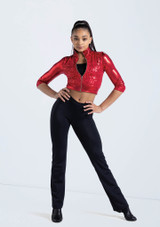 Weissman Cropped Sequin Jacket Red [Red]