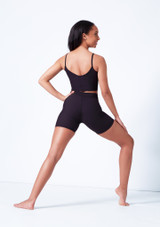 Mirella V Front Chevron Rib Shorts Black Back [Black]