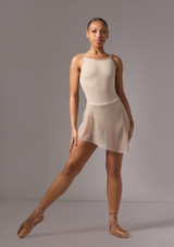 Move Dance Riley Asymmetric Mini Skirt Latte Front [Brown]