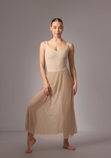 Move Dance Elise Long Skirt Latte Front [Brown]