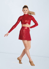 Weissman Sequin Mock Neck Crop Royal Blue 2 [Blue]