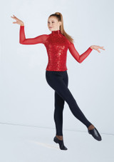 Weissman Sequin Raglan Sleeve Top Red 5 [Red]