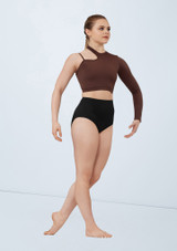 Weissman Asymmetric Cutout Crop Top Chocolate [Brown]