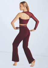 Weissman Asymmetric Mesh Sleeve Crop Black Cherry 9 [Black]