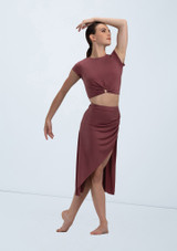 Weissman Matte Jersey Asymmetric Skirt Rosewood 9 [Red]