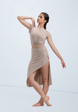 Weissman Matte Jersey Asymmetric Skirt Latte 9 [Brown]