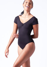 Bloch Penny Cap Sleeve Leotard Black Front [Black]