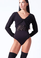 Bloch Hope Knit Warmup Top Black Front [Black]